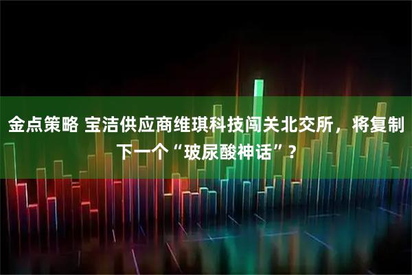 金点策略 宝洁供应商维琪科技闯关北交所,将复制下一个“玻尿酸神话”?